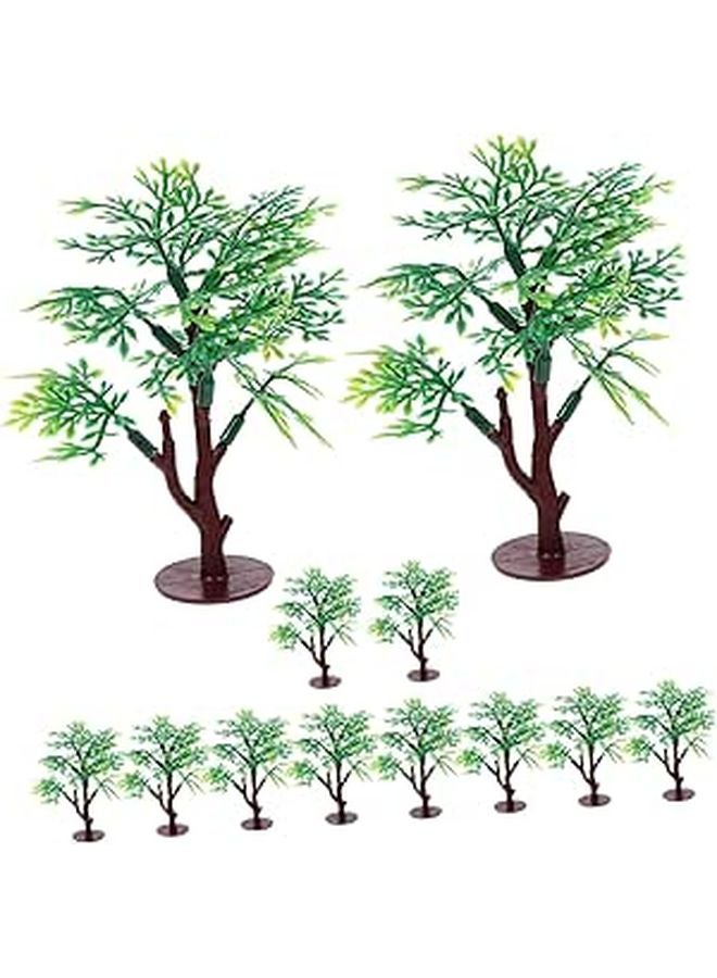 أشجار اصطناعية مصغرة لتزيين نماذج DIY 12 قطعة ديكور المناظر الطبيعية الخضراء - Image 1