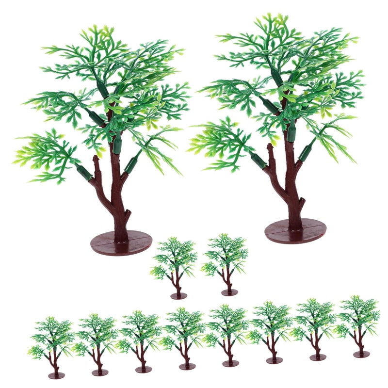 أشجار اصطناعية مصغرة لتزيين نماذج DIY 12 قطعة ديكور المناظر الطبيعية الخضراء - Image 2