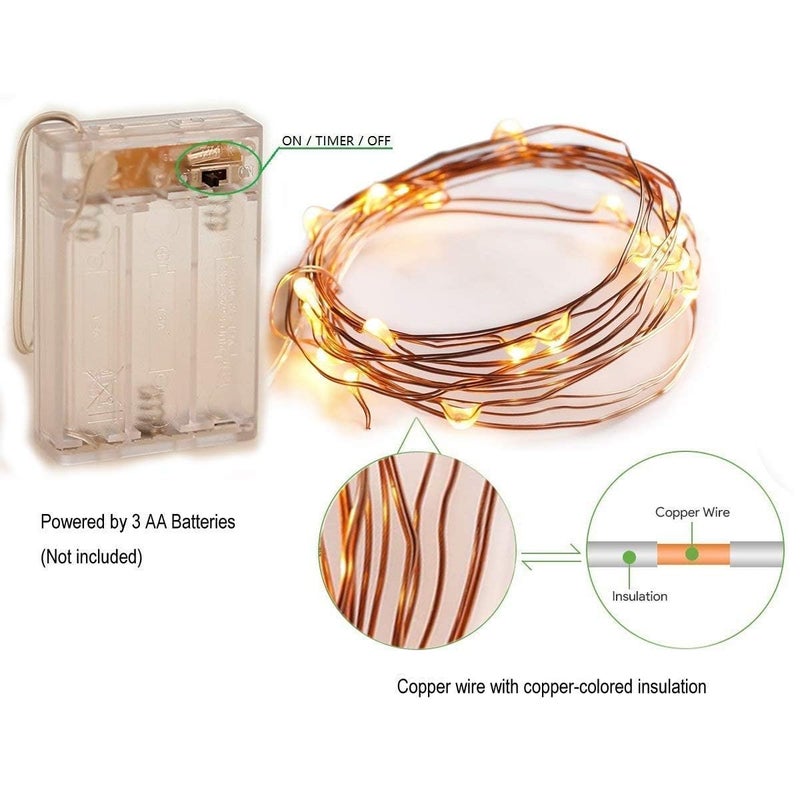Errol 5 Meter 50 LEDs Copper Wire Fairy Lights for Room Decoration Battery Operated String Lights for Home Decoration Decorative Lights for Room Decoration Pack of 3 - Image 4