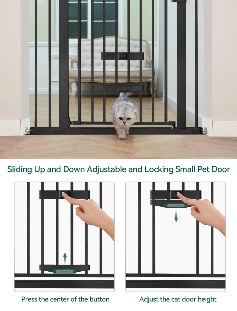 Babelio New Version Baby Gate with Cat Door Adjustable, 29-40" Metal Pet Door for Stairs & Doorways, Pressure Mounted, No Tools Needed, Black - Image 3