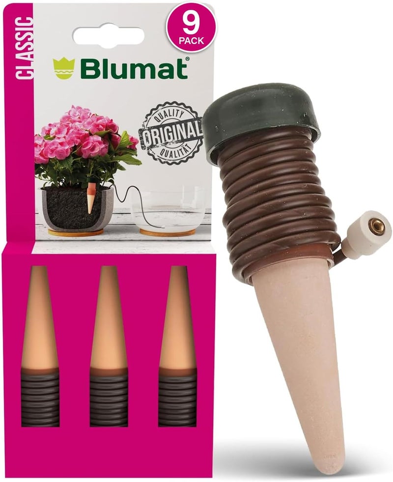 Blumat Classic Self-Watering Stakes - Automatic Drip Irrigation System for Indoor Plant Watering & Outdoor - Water Drip Solution for Potted Plants - Slow Release Stakes, 9 Pack, wo Adapter - Image 1