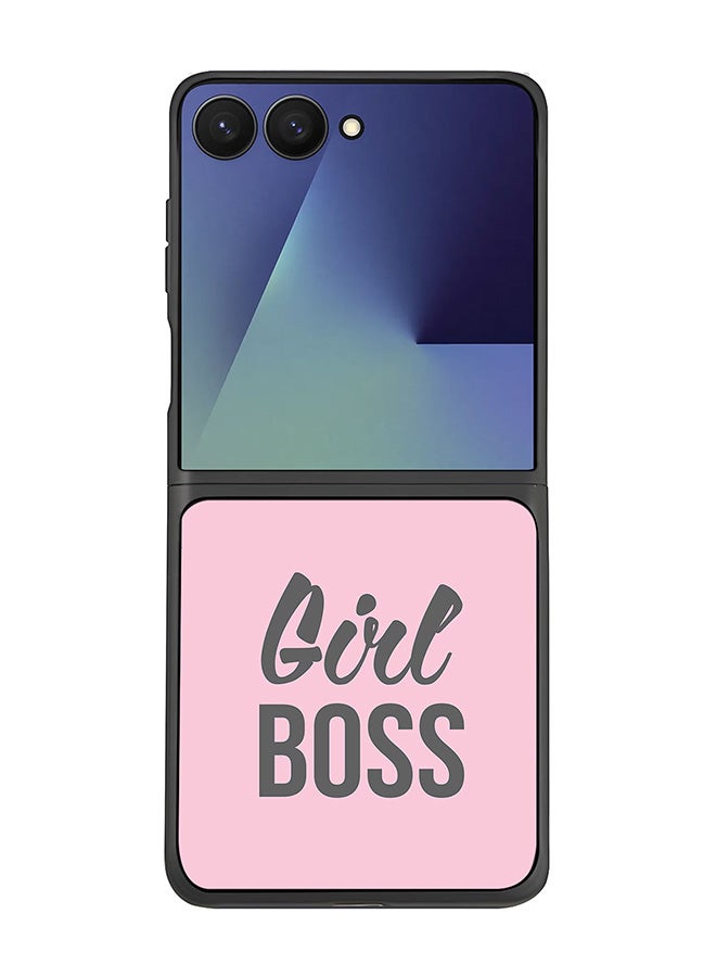 Stylizedd For Samsung Galaxy Z Flip7 Case,Slim fit Camera Protection, Shockproof Thin Phone cover  - Girl Boss (Pink)