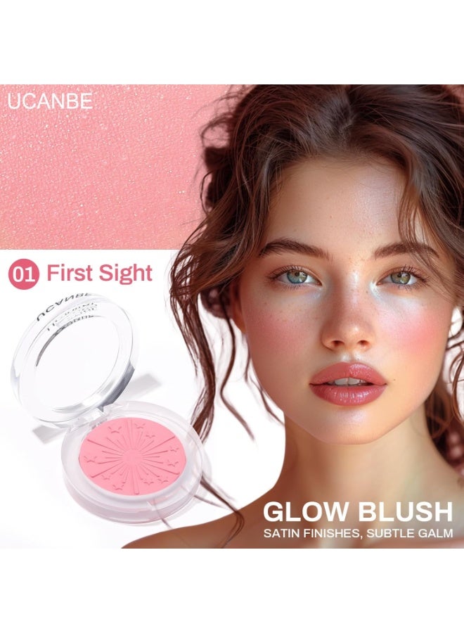 Ucanbe Baked Blush for Cheek, Glow Blushing Palette - Seamless Silky Blendable Powder Blush Makeup Palette, Delivering Long Last Natural Ruddy Complexion, 01 First Sight - Image 4