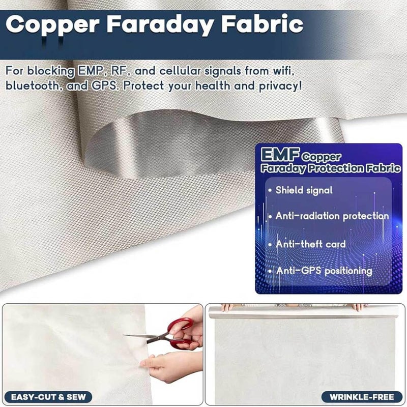 EMF Fabric Soft EMF Protection Faraday Fabric 5G/EMP Shield for Home Shields RFID, Bluetooth, WiFi, GPS Premium Soft Material Easy Cut DIY,gold-5x1.1m - Image 3