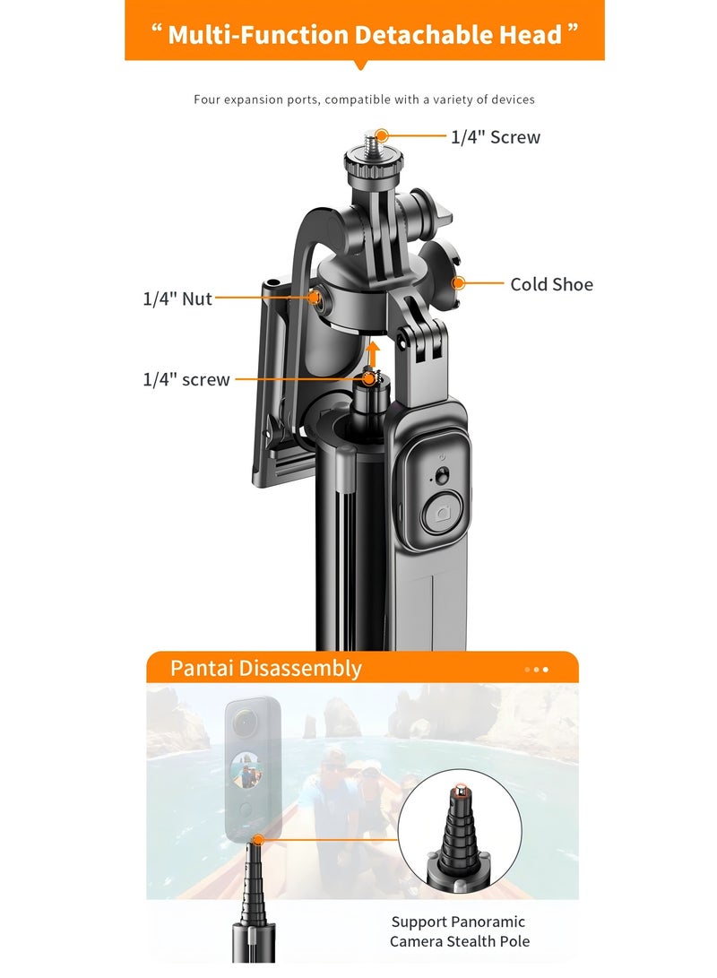 74.33”(1.88M)Balanced and stable shooting multifunctional expansion of the metal tripod selfie stick  - Image 3