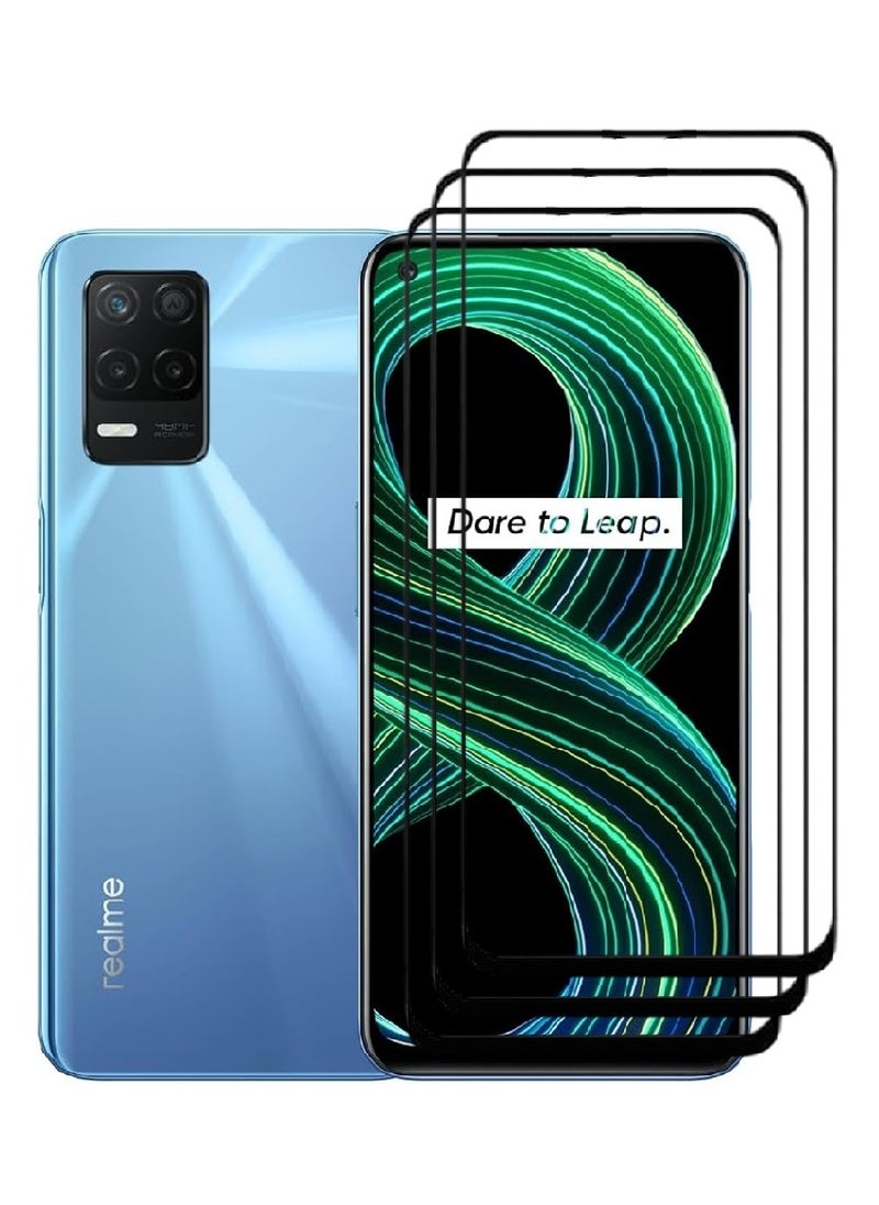 AINA 3 Pieces Tempered Glass Screen Protector 5D Designed For Realme 8 5G Full Glue Edge to Edge Full Screen Coverage And Bubble Free - Image 1