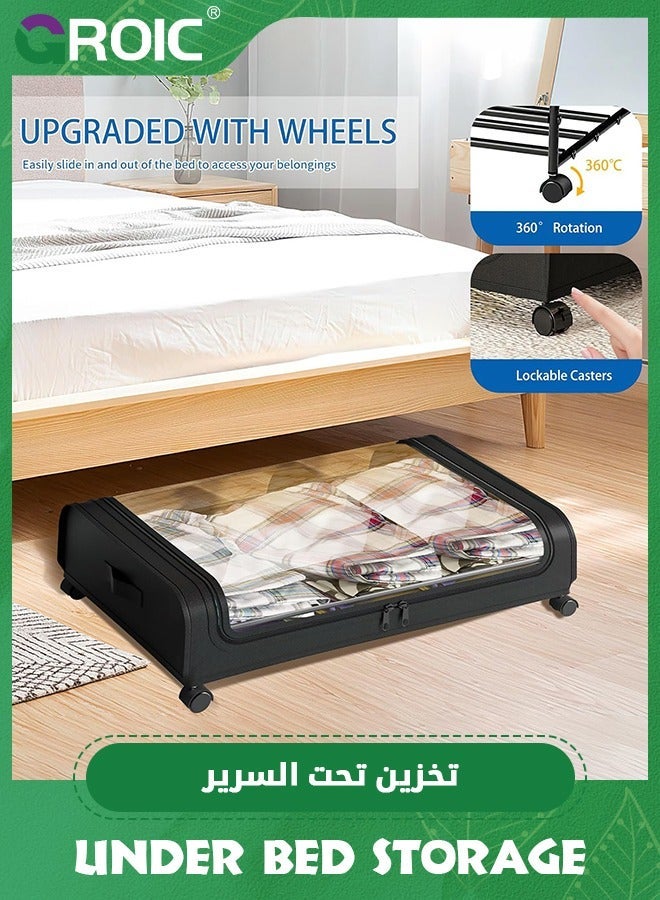 GROIC Under Bed Storage with Wheels, Shoe Larger Capacity PVC Clear Window, the bed storage Organizer Bins, Rolling Metal Drawer for Clothes,Shoes,Toys  - Image 2