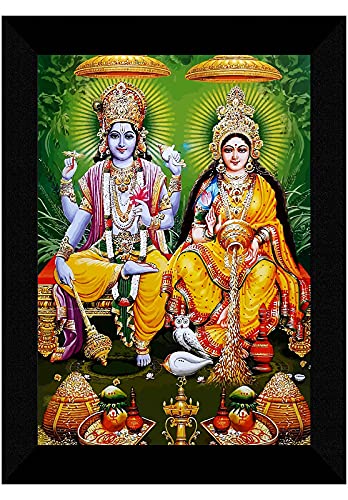 SAF paintings Laxmi Narayan multi-effect UV Textured Home Decorative gift item Framed Painting 10 Inch X 13 Inch SANFK30748 - Image 1