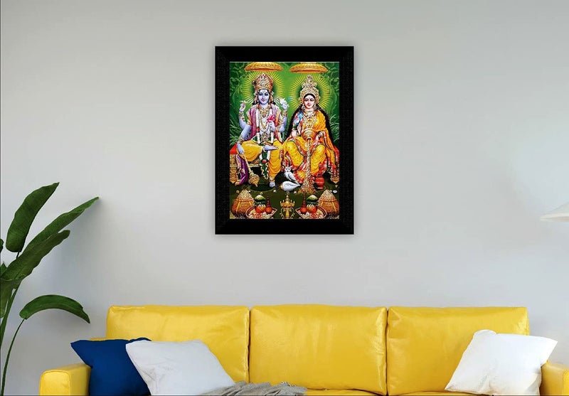 SAF paintings Laxmi Narayan multi-effect UV Textured Home Decorative gift item Framed Painting 10 Inch X 13 Inch SANFK30748 - Image 2