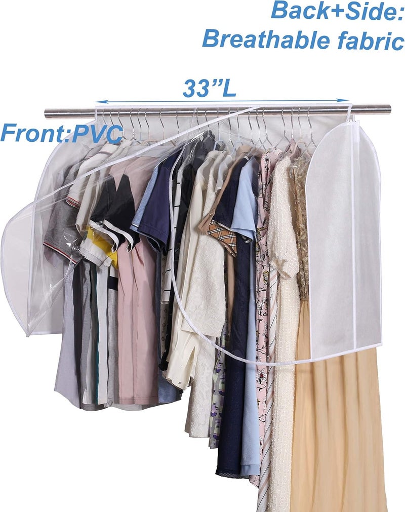 Sleeping Lamb Extra Large Hanging Garment Rack Cover Storage with Clear PVC Window Dust Shoulder Cover Clothes Dress Suits Coat Protectors for Closet, 2 Packs, White - Image 2