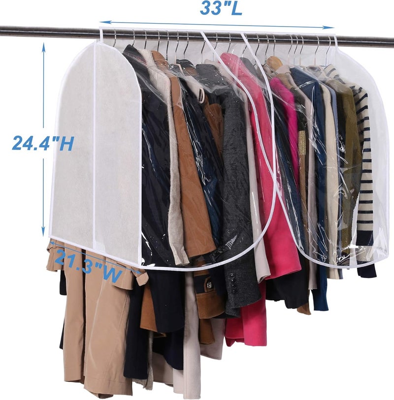 Sleeping Lamb Extra Large Hanging Garment Rack Cover Storage with Clear PVC Window Dust Shoulder Cover Clothes Dress Suits Coat Protectors for Closet, 2 Packs, White - Image 5