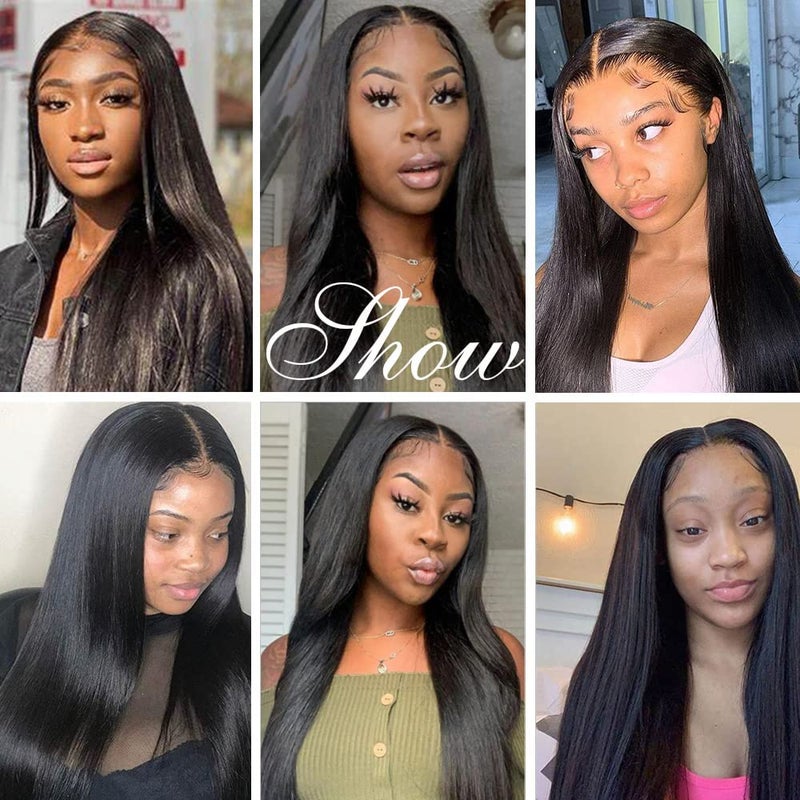 Feibin 13x4 Lace Frontal Closure 8 Inch Ear To Ear Free Part lace Closure Brazilian Silky Straight Frontal Human Hair Extensions Pre-Plucked Frontals Closure Natural Black Color - Image 4