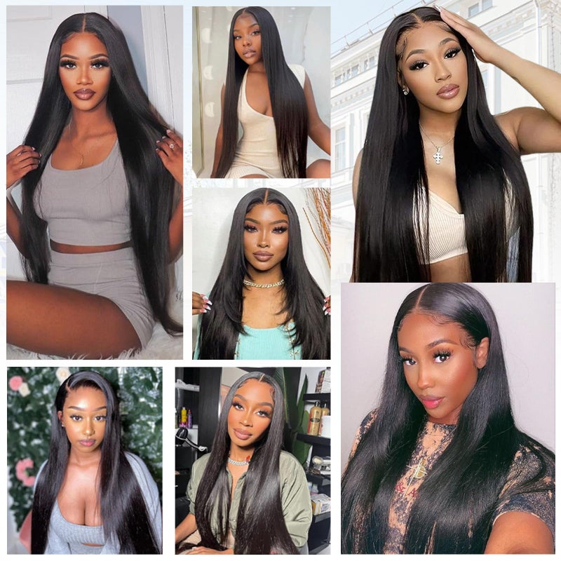Feibin 13x4 Lace Frontal Closure 8 Inch Ear To Ear Free Part lace Closure Brazilian Silky Straight Frontal Human Hair Extensions Pre-Plucked Frontals Closure Natural Black Color - Image 5