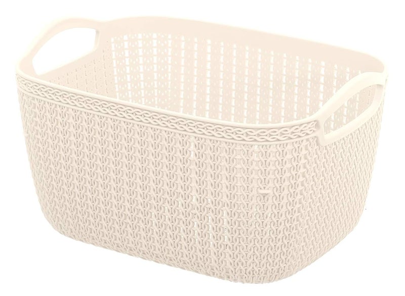 Kuber Industries Unbreakable Plastic 2 Pieces Flexible Storage Baskets|Fruit Vegetable Bathroom Stationary Home Basket with Handles (Cream & Grey) - Image 3