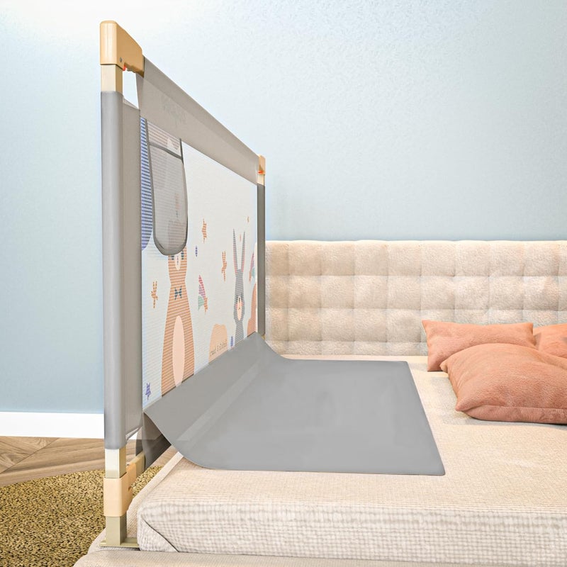 BAYBEE Baby Bed Rail Guard for Baby Safety with 28 Height Adjustable Portable Bed Side Protector for Baby Falling Foldable Single Side Bed Railing for Baby Toddler 1 Side Light Grey 150x80cm - Image 3