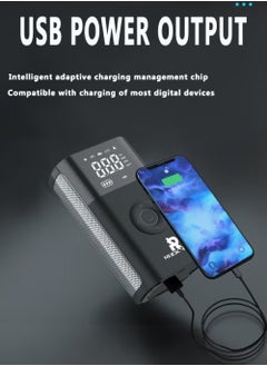 روك بو نفخ الإطارات المحمولة ضاغط الهواء ، 2600mAh * 2 بطارية لاسلكية قوية مضخة الهواء ، مع 5V / 2A USB الإخراج ، العرض الرقمي / الصمام مصباح 150psi ضغط الاطارات نافخة ، تنطبق على السيارات والدراجات النارية والدراجات  - Image 3