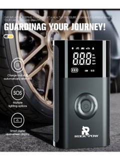 روك بو نفخ الإطارات المحمولة ضاغط الهواء ، 2600mAh * 2 بطارية لاسلكية قوية مضخة الهواء ، مع 5V / 2A USB الإخراج ، العرض الرقمي / الصمام مصباح 150psi ضغط الاطارات نافخة ، تنطبق على السيارات والدراجات النارية والدراجات  - Image 2