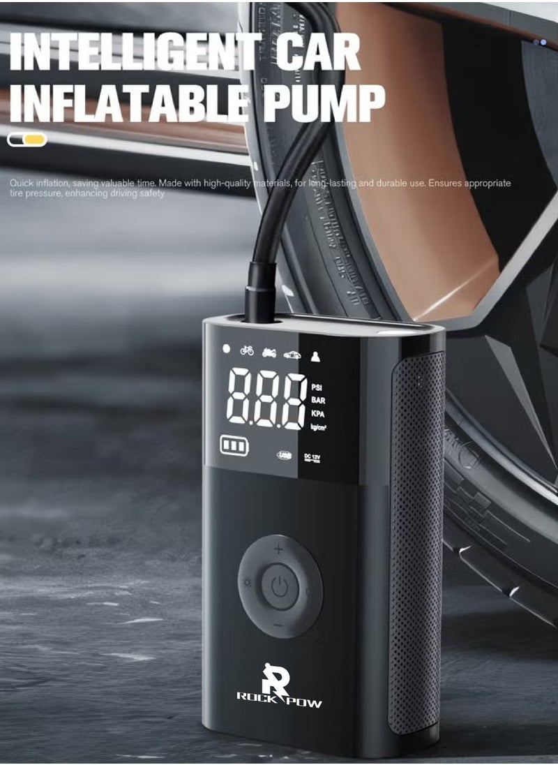 نفخ الإطارات المحمولة ضاغط الهواء ، 2600mAh * 2 بطارية لاسلكية قوية مضخة الهواء ، مع 5V / 2A USB الإخراج ، العرض الرقمي / الصمام مصباح 150psi ضغط الاطارات نافخة ، تنطبق على السيارات والدراجات النارية والدراجات