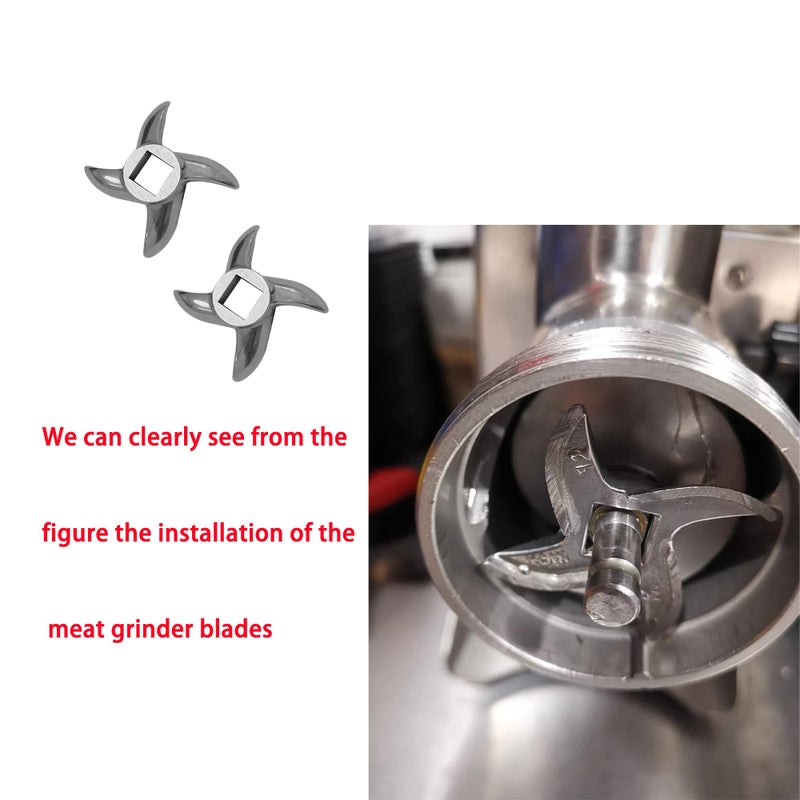 OUSTUE #12 Meat Grinder Blade Stainless Steel Knife Cutter Replacement  Please Check The Size And Shape(2 Pc) - Image 5