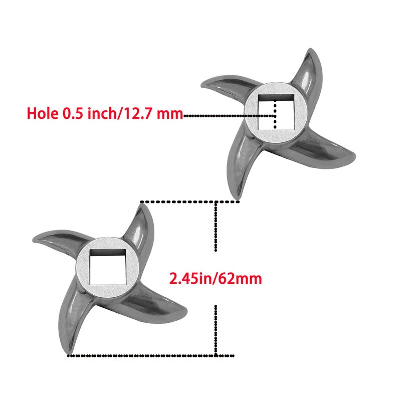 OUSTUE #12 Meat Grinder Blade Stainless Steel Knife Cutter Replacement  Please Check The Size And Shape(2 Pc) - Image 2