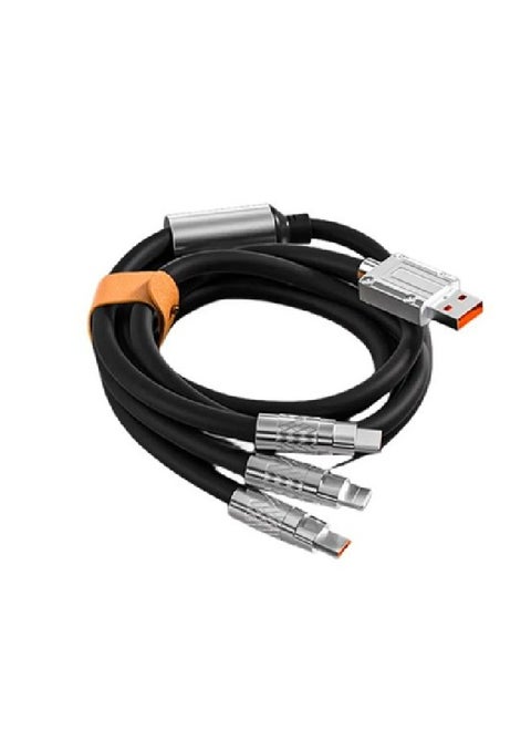 3 In 1 Fast Charging Cable Cord Micro USB/Type-c USB / lightning - leather thickened wire data cable with metal terminals
