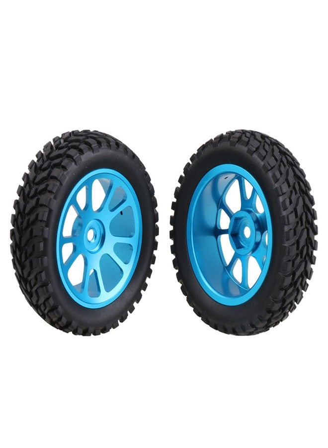 Mxfans Black 75mm Dia Beard Pattern Rubber Tyre & Blue Aluminum Alloy 10-Spoke Wheel Rims with 12mm Hex for RC 1:10 On Road Car Pack of 4 - Image 2
