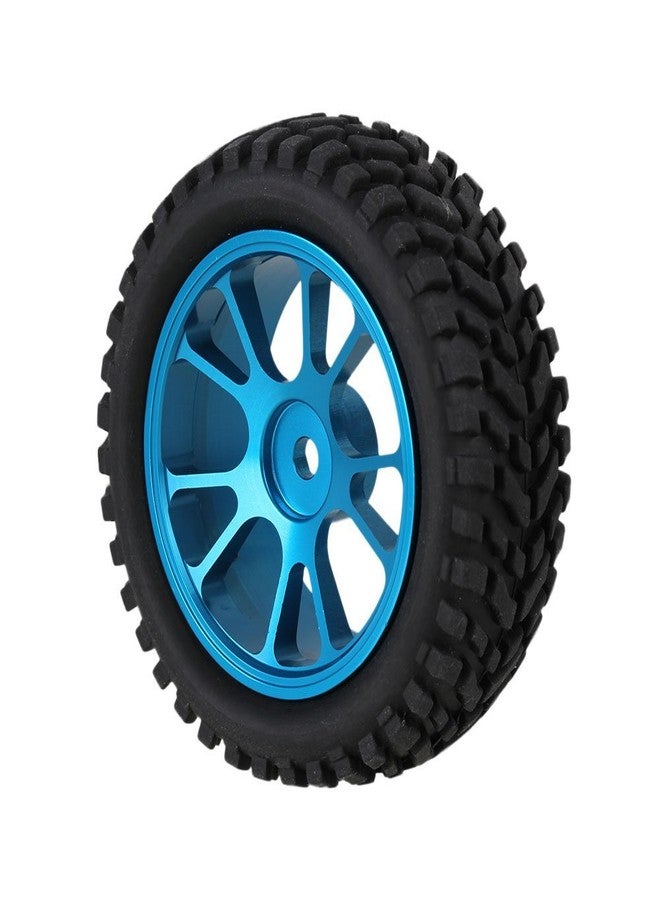Mxfans Black 75mm Dia Beard Pattern Rubber Tyre & Blue Aluminum Alloy 10-Spoke Wheel Rims with 12mm Hex for RC 1:10 On Road Car Pack of 4 - Image 4