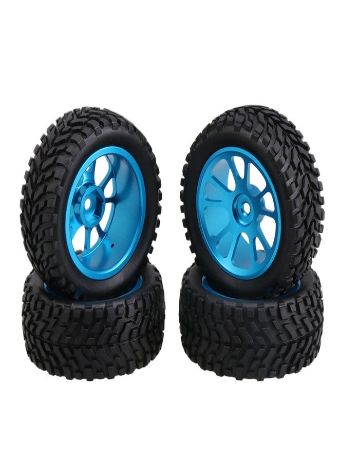 Mxfans Black 75mm Dia Beard Pattern Rubber Tyre & Blue Aluminum Alloy 10-Spoke Wheel Rims with 12mm Hex for RC 1:10 On Road Car Pack of 4 - Image 1