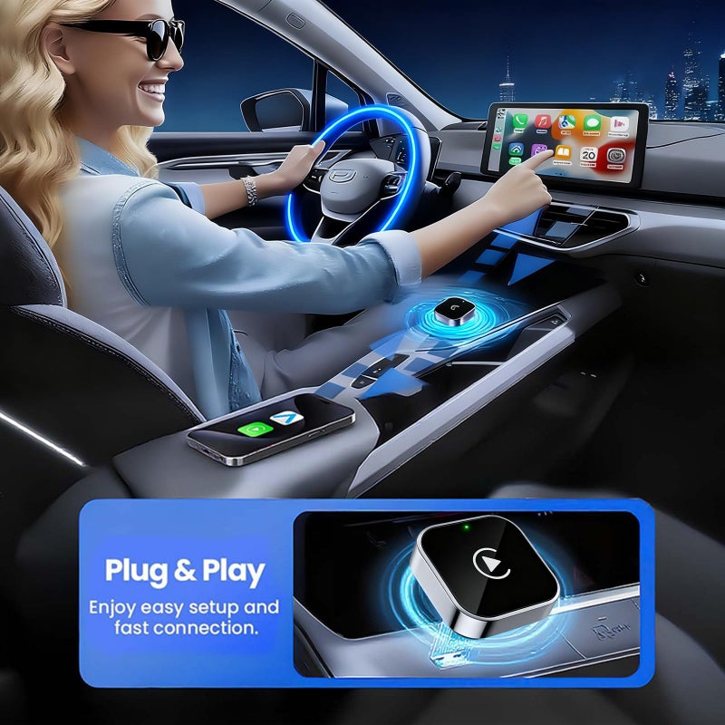 YFDUNV Wireless CarPlay Adapter & Android Auto Dongle, Shiny Silverï¼ŒFast Auto-Connect, Compact Plug & Play Wireless CarPlay Converter for iPhone & Android, USB/USB-C, No Delay, Seamless Reconnection - Image 3