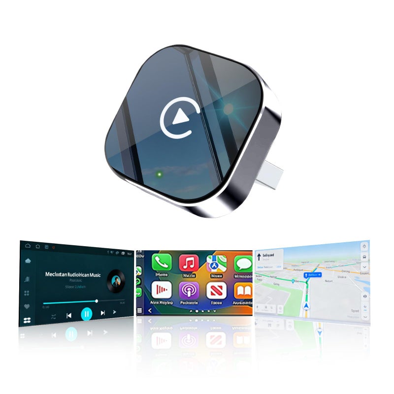 YFDUNV Wireless CarPlay Adapter & Android Auto Dongle, Shiny Silverï¼ŒFast Auto-Connect, Compact Plug & Play Wireless CarPlay Converter for iPhone & Android, USB/USB-C, No Delay, Seamless Reconnection - Image 1