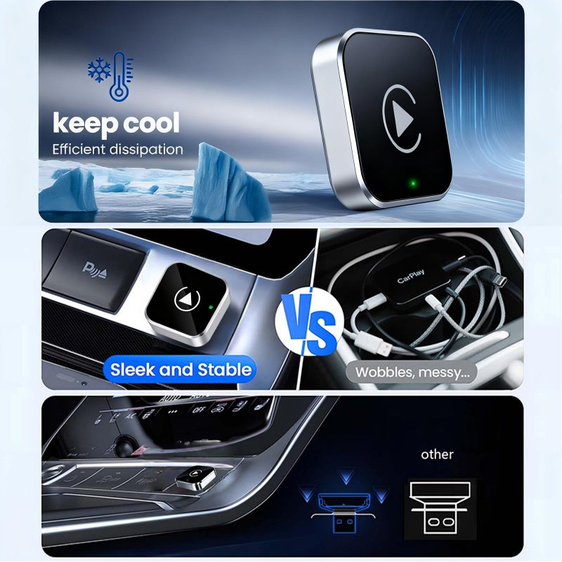 YFDUNV Wireless CarPlay Adapter & Android Auto Dongle, Shiny Silverï¼ŒFast Auto-Connect, Compact Plug & Play Wireless CarPlay Converter for iPhone & Android, USB/USB-C, No Delay, Seamless Reconnection - Image 2