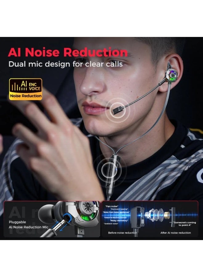 Plextone M762 Ultra Gaming Headset, 2-in-1 Type-C Gaming Headset with 7.1 Surround Sound, 40W Charging While Gaming, Dual Microphones with Noise Reduction Technology and Control Buttons, RGB Ring Lighting, Gives You a Professional Atmosphere, Black - Image 5
