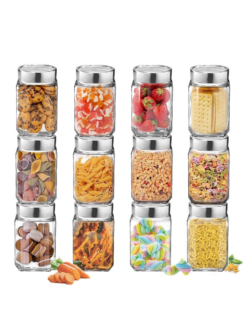 Cloudmart Cloudmart 310ml Cube Jar Transparent Storage Container Glass Jar Kitchen Glass Bottle for Spices and More Set Of 12  - Image 1
