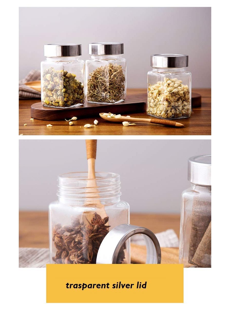 Cloudmart Cloudmart 310ml Cube Jar Transparent Storage Container Glass Jar Kitchen Glass Bottle for Spices and More Set Of 12  - Image 3