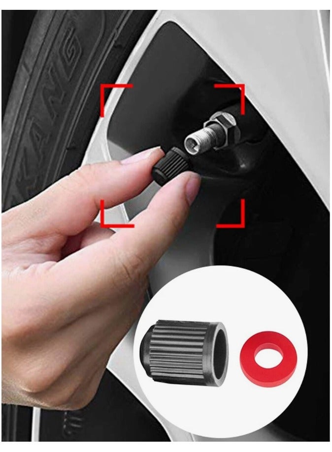 Valve Caps Set - Pack of 4 Tire Valve Caps, Suitable Valve Kit for Cars and Bikes, Wheel Valve Stem - Set of 4 Plastic Valve Caps, Valve Cap Cover, Plastic Valve Stem for Tires - Black Valve Stem Co - Image 3