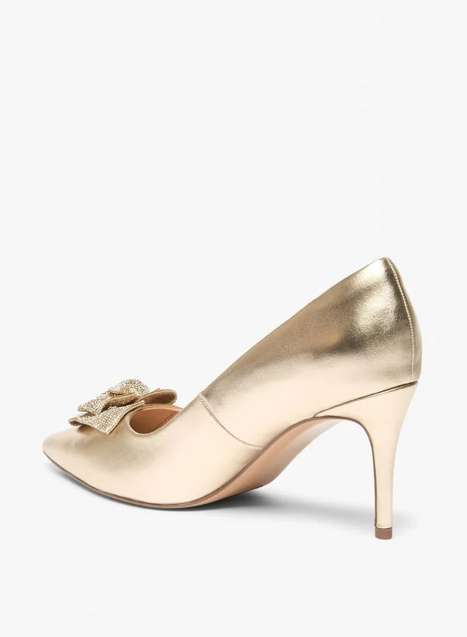 Celeste Womens Floral Accent Slip-On Pumps With Stiletto Heels