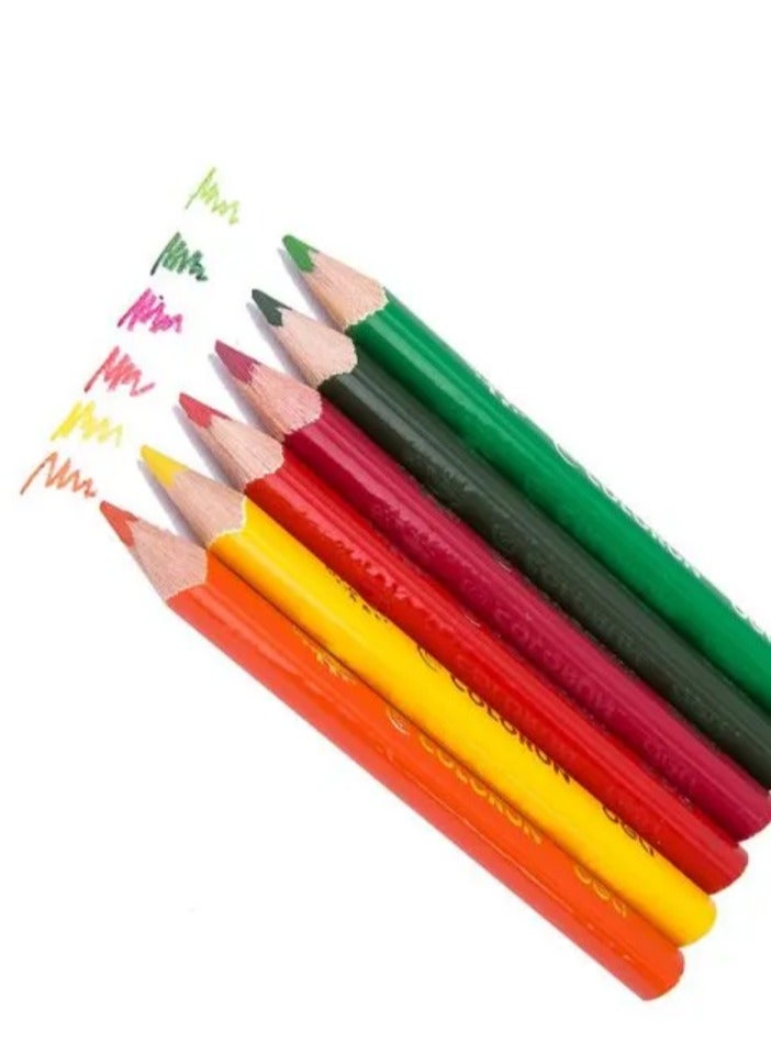 Deli Coloured Pencil 12 Colour Half Length Triangular - Image 2