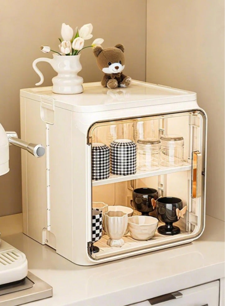 Sunnaltree Cup Drying Rack,Foldable Cup Cabinet,Dustproof Cup Storage Rack,Water Cup Organizer,Magnetic Single Door With Handle,Home Desktop Perfume&Cosmetics Storage Box for Livingroom,Bedroom - Image 1