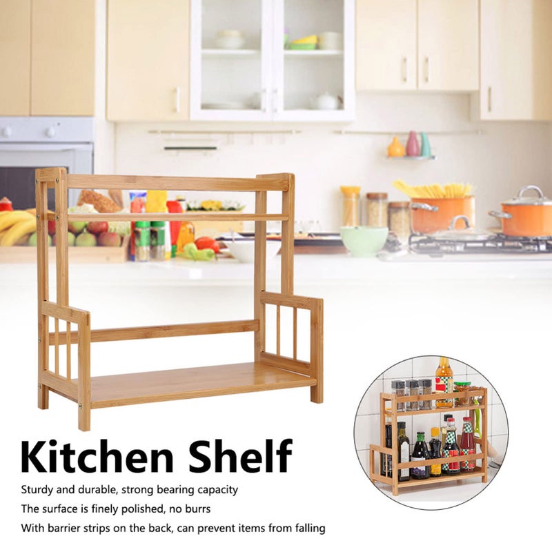 Wooden Kitchen Countertop Organizer 2 Tier Spice Rack Shelf 41 7x18x37cm Storage - Image 3