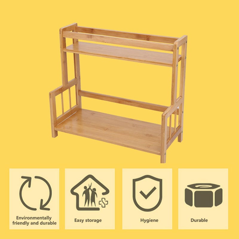 Wooden Kitchen Countertop Organizer 2 Tier Spice Rack Shelf 41 7x18x37cm Storage - Image 4