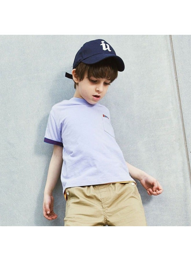 Mqd Kids Boys Girls Pure Cotton Summer Stylish Short Sleeve T-Shirt Light Purple 120 - Image 3