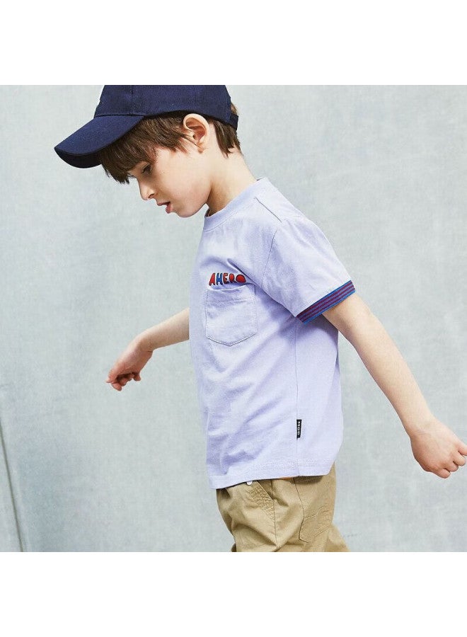 Mqd Kids Boys Girls Pure Cotton Summer Stylish Short Sleeve T-Shirt Light Purple 120 - Image 4