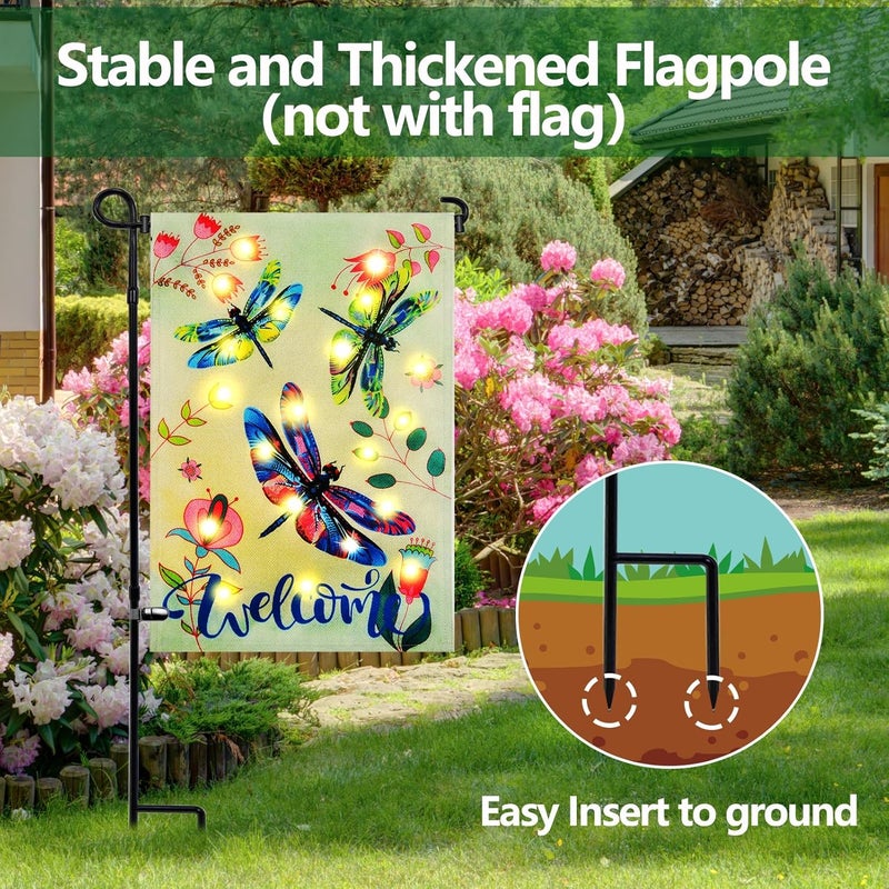 FLAGMESAGE 3 Pack Garden Flag Stand Holder Pole,Premium Powder-Coated Weather-Proof Metal Paint Yard Flag Stand with Tiger Clip and Spring Stoppers,House Flag Pole Holder for Outdoor Garden Lawn - Image 3
