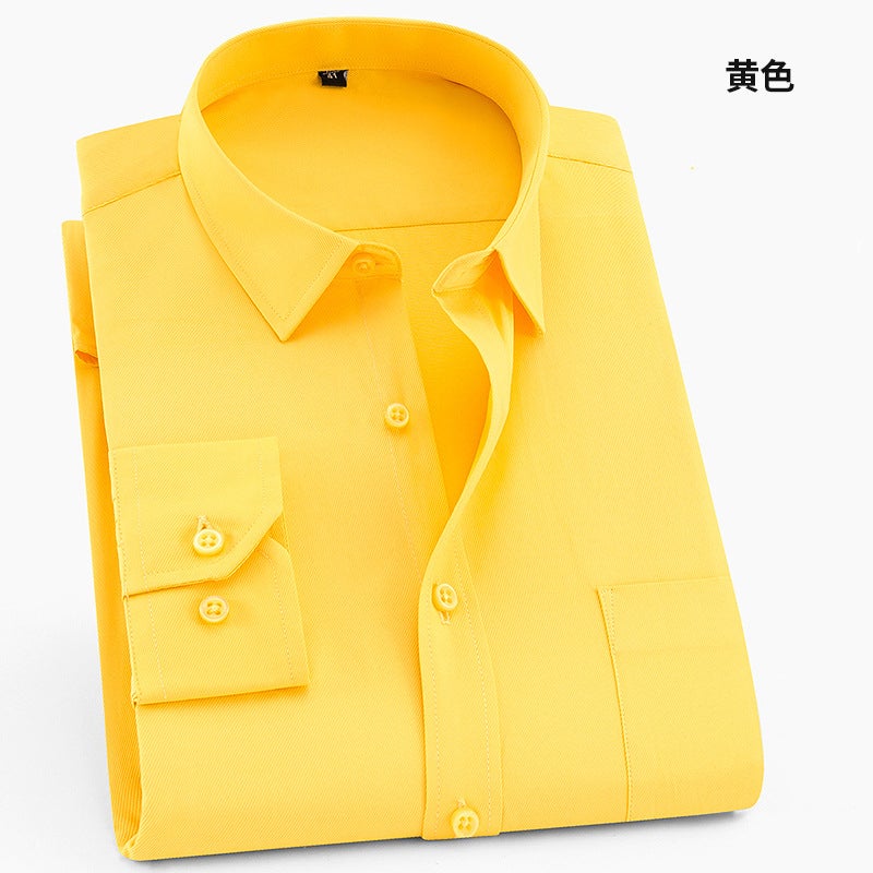 Grey long sleeve mens professional shirt tooling 2021 new spring and autumn middle-aged business cotton shirt mens work clothes wholesale Yellow long sleeve 