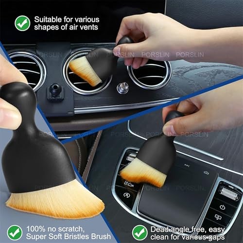 Porslin 5 Pcs Microfiber Car Duster Kit - Extendable Long Handle Car Cleaning Accessories - Interior & Exterior Detailing Brush Set - Scratch & Lint Free,Perfect for Cars,SUVs,Motorcycles,Home,Grey - Image 3