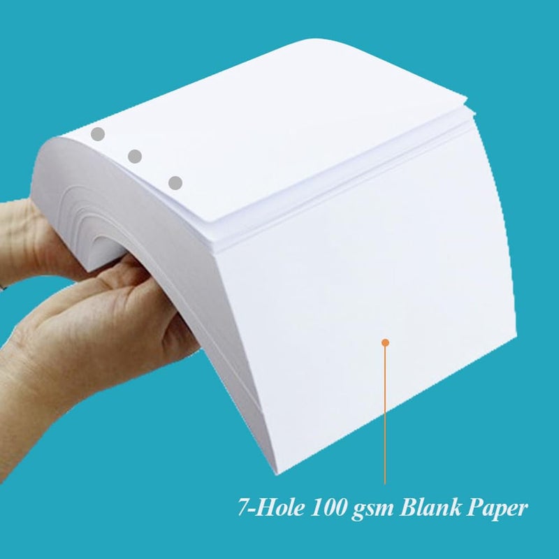 Yaridar A5 Blank Refill Paper - 100 Sheets/200 Pages Loose Leaf Paper for Filofax Planner, Organizer, Binders, 7-Hole Punched, 100gsm Blank Paper, 5.8" x 8.3 " - Image 4