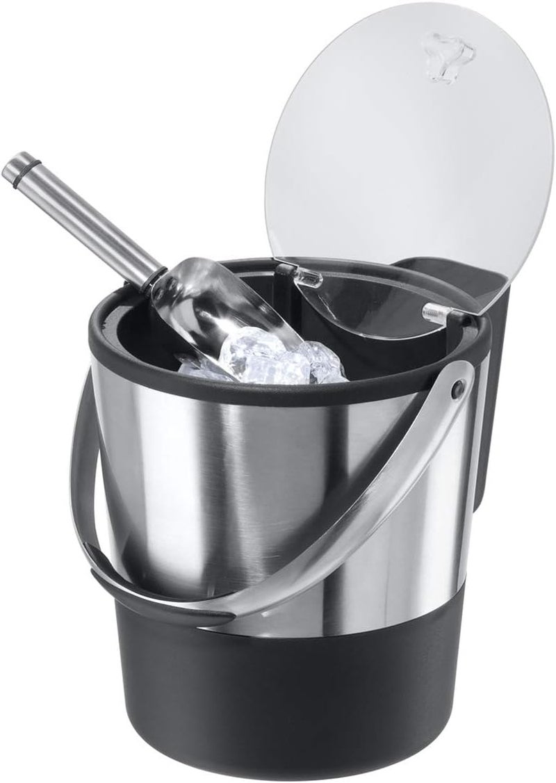 Oggi Double-Wall Stainless Steel/Black Insulated Lid & Ice Scoop Ice Bucket, 4 Quart / 3.8 L - Image 2