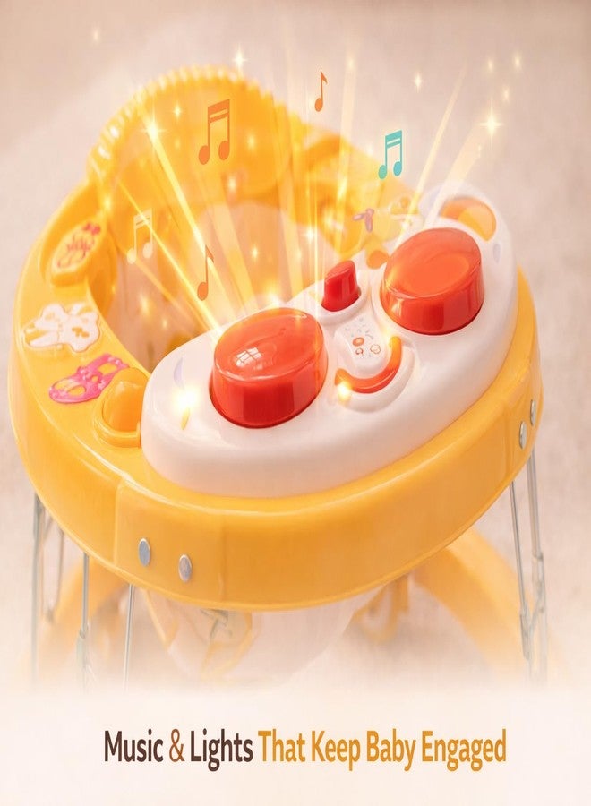 Maanit Walker with Foldable,Cushion Seat | Activity Walker for Baby with Musical Toy Bar | Walker Boys and Girls (Yellow) - Image 4