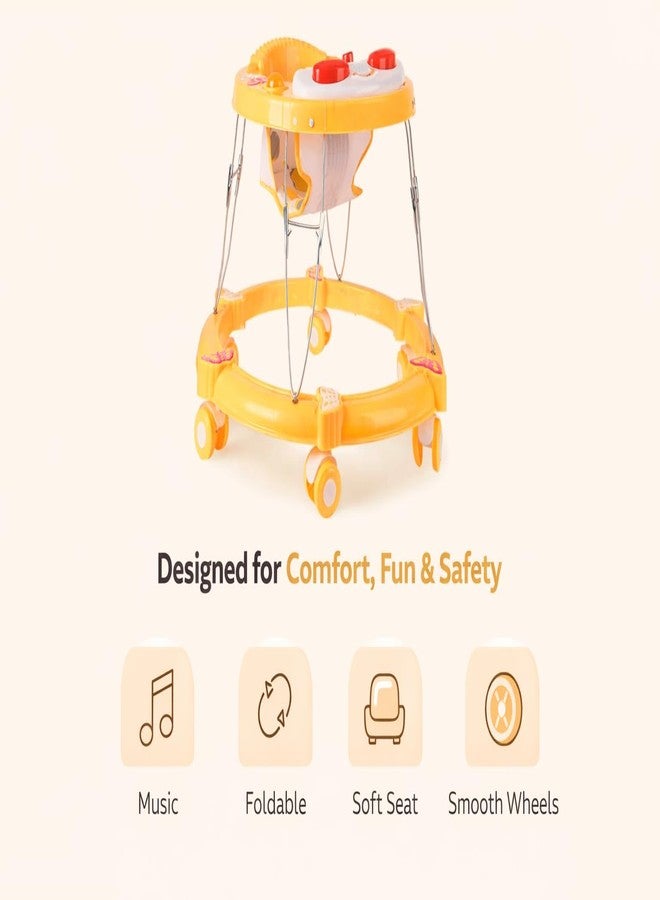 Maanit Walker with Foldable,Cushion Seat | Activity Walker for Baby with Musical Toy Bar | Walker Boys and Girls (Yellow) - Image 2