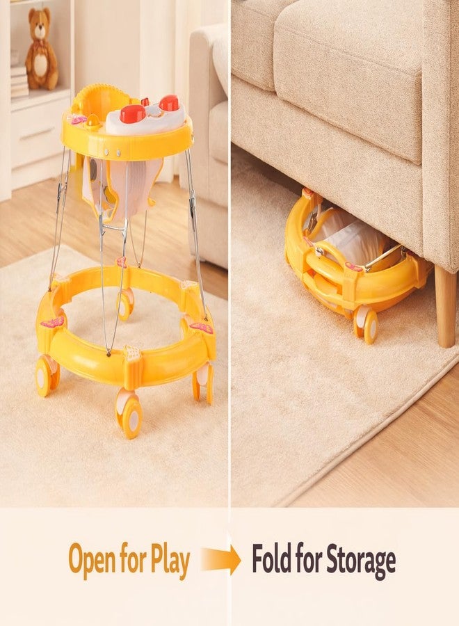 Maanit Walker with Foldable,Cushion Seat | Activity Walker for Baby with Musical Toy Bar | Walker Boys and Girls (Yellow) - Image 3